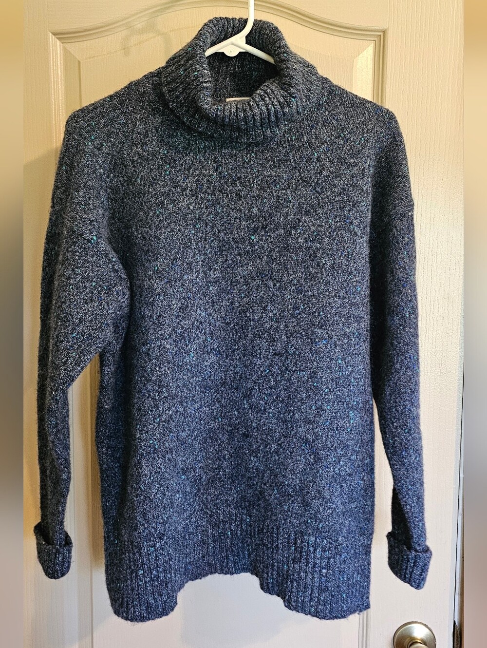 Vintage Express Tricots Multi Color Chunky Wool Sweater Mock Neck Size M